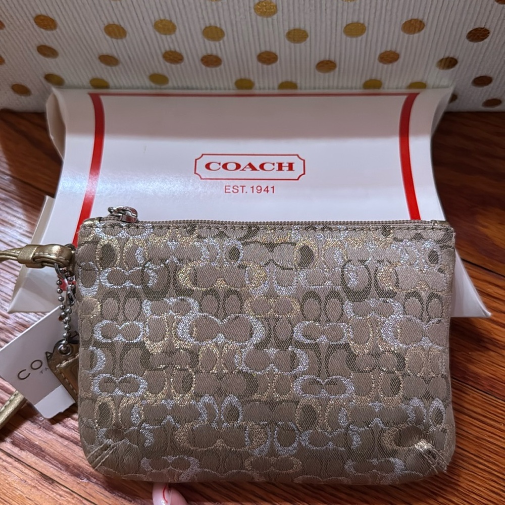 Coach Gold Monogram Wristlet